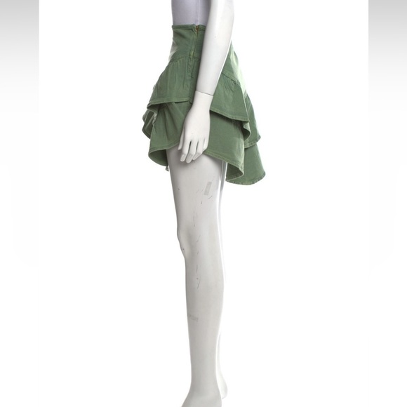 NWT Mother Womens Tiered Ruffled Mini Skirt loden frost green size 30 high waist - Picture 6 of 11